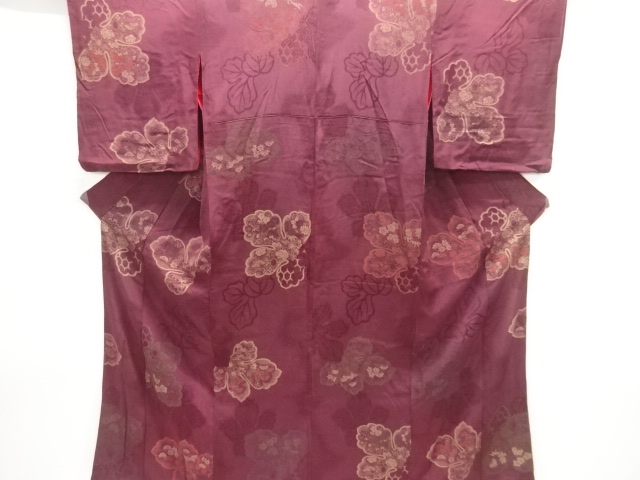 JAPANESE KIMONO / ANTIQUE KIMONO / SILK / URUSHI / MON KINSHA / WOVEN KIKU